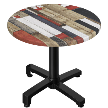 WBO | Stół bistro Werzalit | Ø:H 70 x 76 cm | kolor vintage / czarny | składany | dodatkowa waga