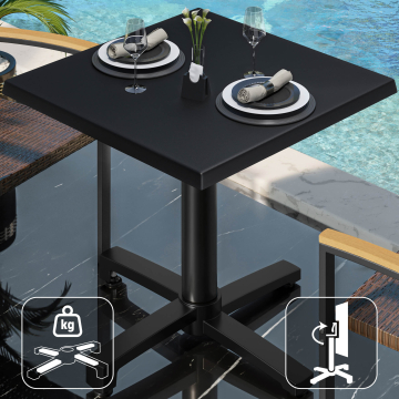 WBO | Stół bistro Werzalit | W:D:H 60 x 60 x 76 cm | Czarny / Black | Składany | Dodatkowa waga