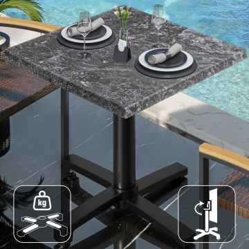WBO | Stół bistro Werzalit | W:D:H 60 x 60 x 76 cm | Rock / Czarny | Składany | Dodatkowa waga