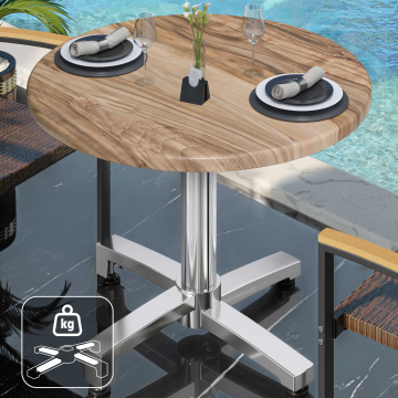 WBO | Werzalit Bistro Table | Ø:H 60 x 76 cm | Sheesham / Aluminium | Dodatkowa waga