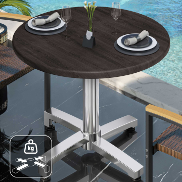 WBO | Werzalit Bistro Table | Ø:H 60 x 76 cm | Wenge / Aluminium | Dodatkowa waga