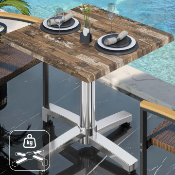 WBO | Werzalit Bistro Table | W:D:H 60 x 60 x 76 cm | Vintage Old / Aluminium | Dodatkowa waga