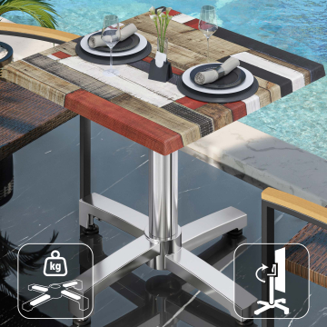 WBO | Werzalit Bistro Table | W:D:H 70 x 70 x 76 cm | Vintage Coloured / Aluminium | Składany | Dodatkowa waga