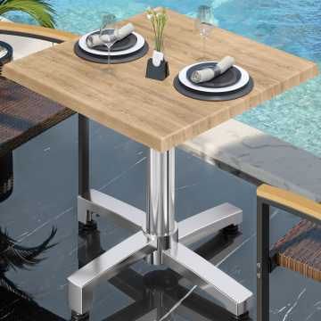 WBO | Stół bistro Werzalit | W:D:H 60 x 60 x 76 cm | Dąb / Aluminium | Kwadrat
