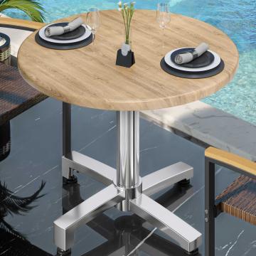 WBO | Bistro Außen Tisch | Ø:H 60 x 78,5 cm | Eiche / Aluminium | Rund