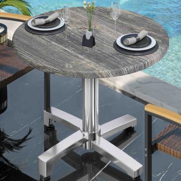 WBO | Bistro Außen Tisch | Ø:H 60 x 78,5 cm | Rustikal Kiefer / Aluminium | Rund