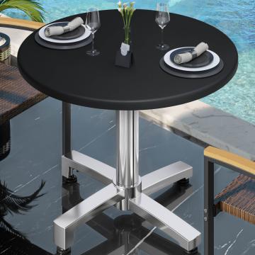 WBO | Bistro Außen Tisch | Ø:H 60 x 78,5 cm | Schwarz  / Aluminium | Rund