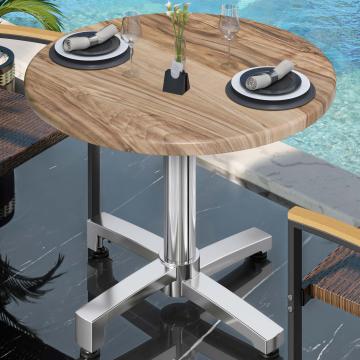 WBO | Bistro Außen Tisch | Ø:H 60 x 78,5 cm | Sheesham / Aluminium | Rund
