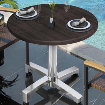 WBO | Bistro Außen Tisch | Ø:H 60 x 78,5 cm | Wenge / Aluminium | Rund