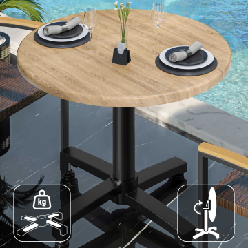 WBO | 31257 | Ø:H 70 x 76 cm | Oak / Black | Round | Foldable + additional weight