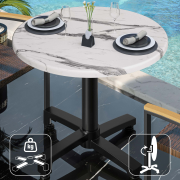 WBO | 31257 | Ø:H 70 x 76 cm | White marble / black | Round | Foldable + additional weight