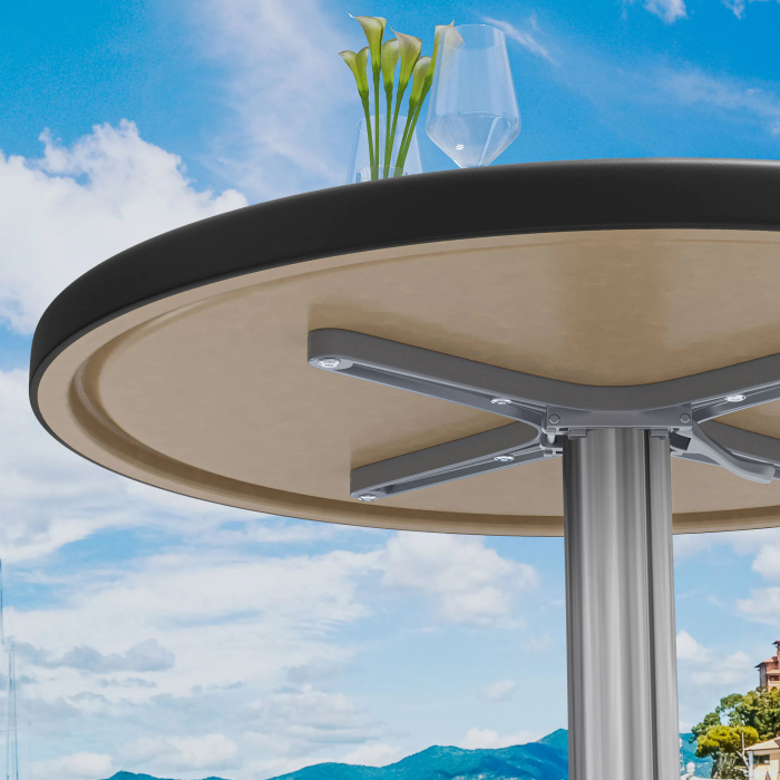 WTG | Werzalit Lounge Table | Ø:H 60 x 37 cm | Black  / Aluminium | Foldable | Additional weight