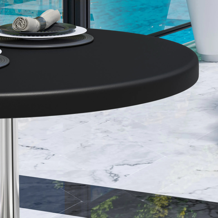 WTG | Werzalit Lounge Table | Ø:H 60 x 37 cm | Black  / Aluminium | Foldable | Additional weight