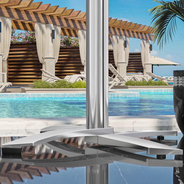 WTG | Werzalit Lounge Table | Ø:H 60 x 37 cm | Black  / Aluminium | Foldable | Additional weight