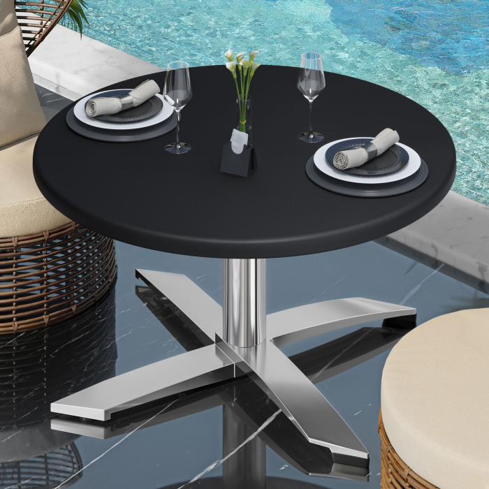 WTG | Werzalit Lounge Table | Ø:H 60 x 37 cm | Black  / Aluminium | Foldable | Additional weight