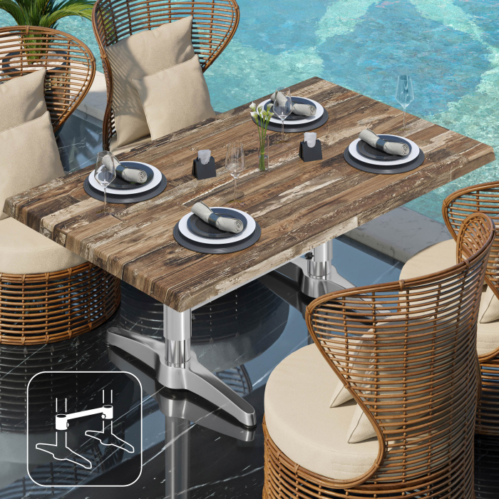 WBC | Werzalit Lounge Table | B: T: H:  120 x 70 x 40 cm | Vintage Old / Aluminium | Connector