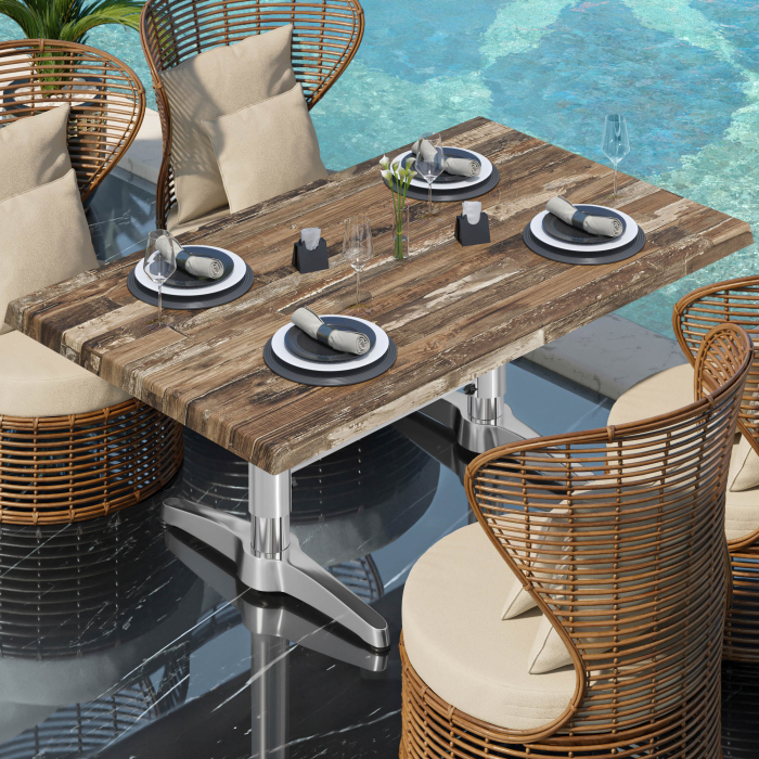 WBC | Werzalit Lounge Table | B: T: H:  120 x 70 x 40 cm | Vintage Old / Aluminium | Connector