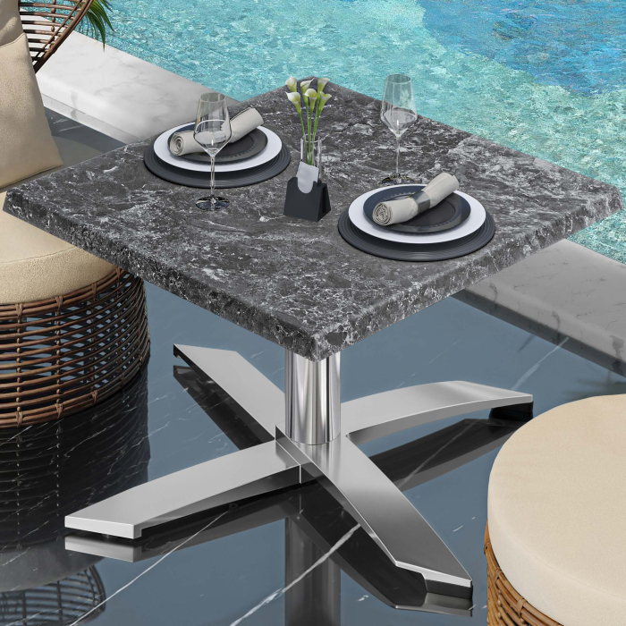 WTG | Werrzalit loungebord | B:D:H  60 x 60 x 37 cm | Stein / Aluminium | Sammenleggbar | Ekstra vekt