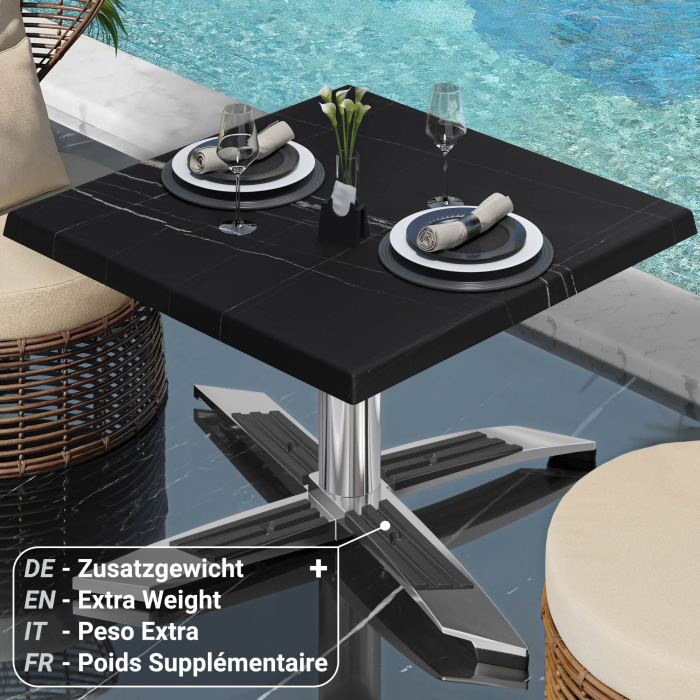WTG | Werrzalit loungebord | B:D:H 60 x 60 x 37 cm | Svart marmor / Aluminium | Sammenleggbar | Ekstra vekt WTG | Werrzalit loungebord | B:D:H 60 x 60 x 37 cm | Svart marmor / Aluminium | Sammenleggbar | Ekstra vekt
