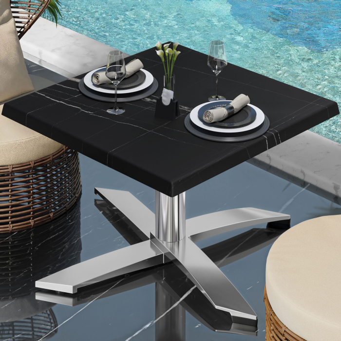 WTG | Werrzalit loungebord | B:D:H 60 x 60 x 37 cm | Svart marmor / Aluminium | Sammenleggbar | Ekstra vekt WTG | Werrzalit loungebord | B:D:H 60 x 60 x 37 cm | Svart marmor / Aluminium | Sammenleggbar | Ekstra vekt