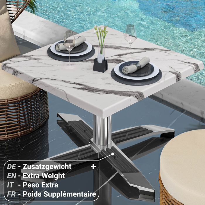 WTG | Werrzalit loungebord | B:D:H 60 x 60 x 37 cm | Hvit marmor / Aluminium | Sammenleggbar | Ekstra vekt WTG | Werrzalit loungebord | B:D:H 60 x 60 x 37 cm | Hvit marmor / Aluminium | Sammenleggbar | Ekstra vekt