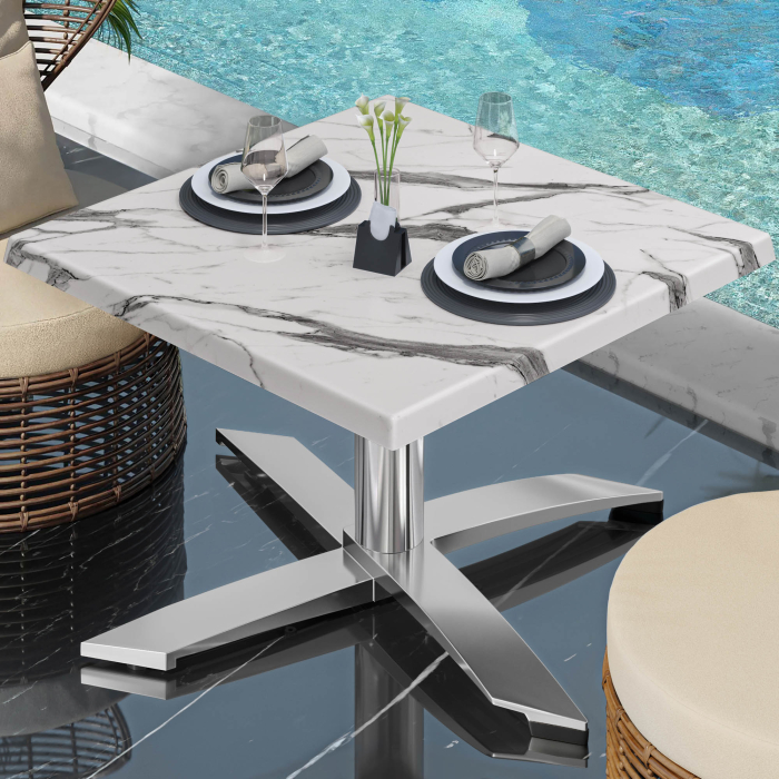 WTG | Werrzalit loungebord | B:D:H 60 x 60 x 37 cm | Hvit marmor / Aluminium | Sammenleggbar | Ekstra vekt WTG | Werrzalit loungebord | B:D:H 60 x 60 x 37 cm | Hvit marmor / Aluminium | Sammenleggbar | Ekstra vekt