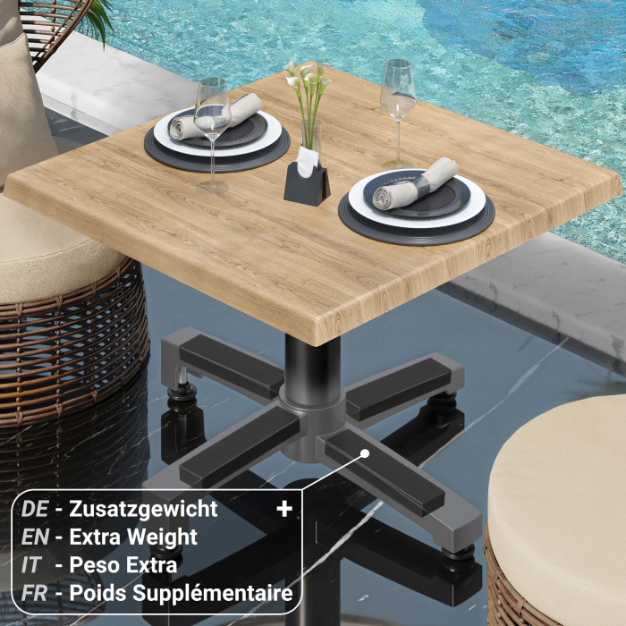 WBO | Stół do salonu Werzalit | W:D:H 60 x 60 x 40 cm | dąb / czarny | dodatkowa waga