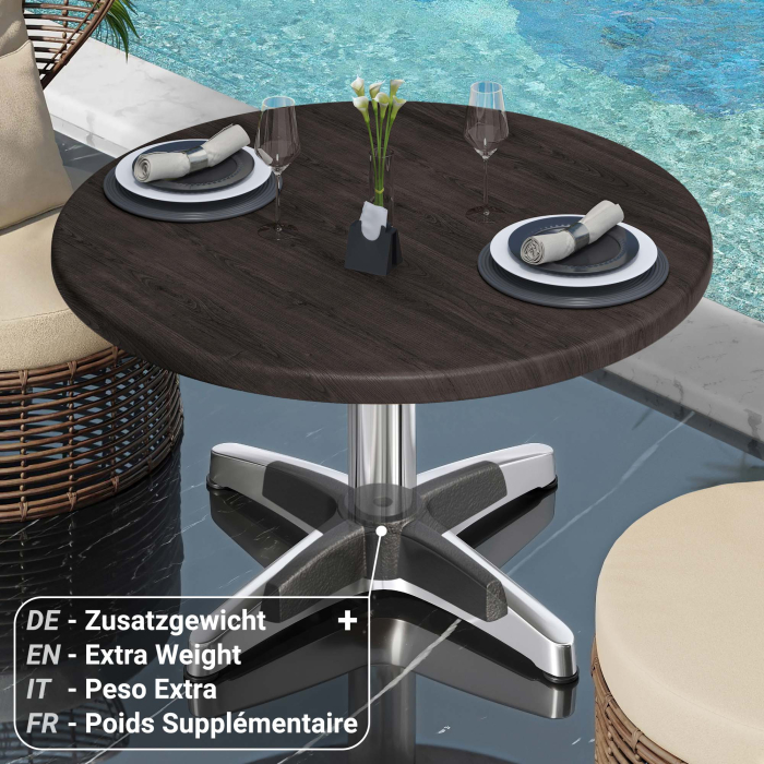WBC | Tavolo da salotto Werzalit | Ø:H 60 x 40 cm | Wenge / Alluminio | Pieghevole | Peso aggiuntivo