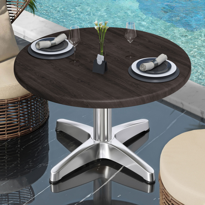 WBC | Tavolo da salotto Werzalit | Ø:H 60 x 40 cm | Wenge / Alluminio | Pieghevole | Peso aggiuntivo