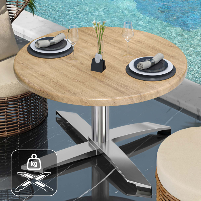WTG | Werzalit Lounge Table | Ø:H 70 x 37 cm | Dąb / Aluminium | Dodatkowa waga