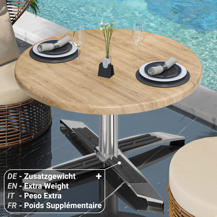 WTG | Werzalit Lounge Table | Ø:H 70 x 37 cm | Dąb / Aluminium | Dodatkowa waga