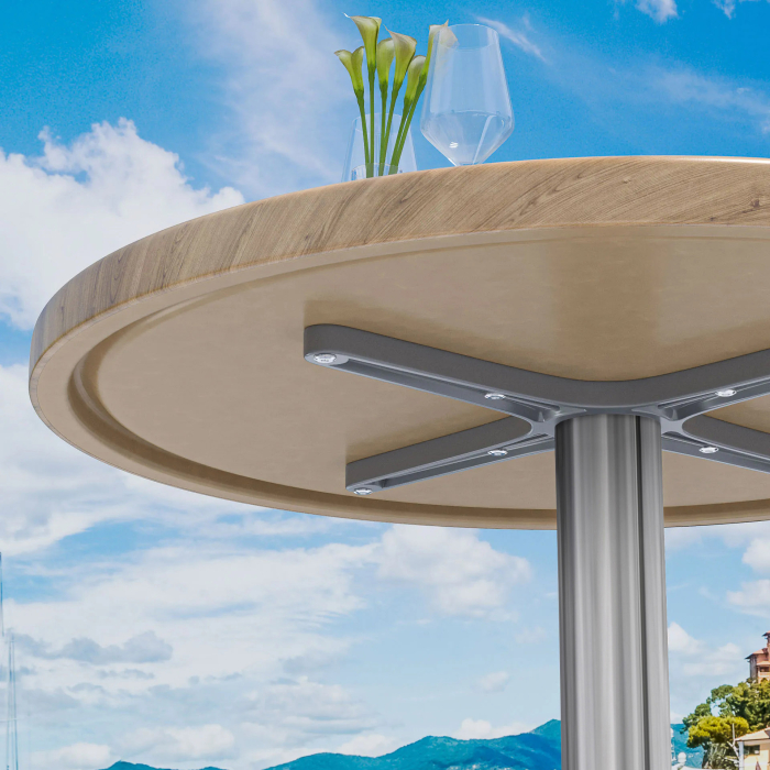 WTG | Werzalit Lounge Table | Ø:H 70 x 37 cm | Dąb / Aluminium | Dodatkowa waga