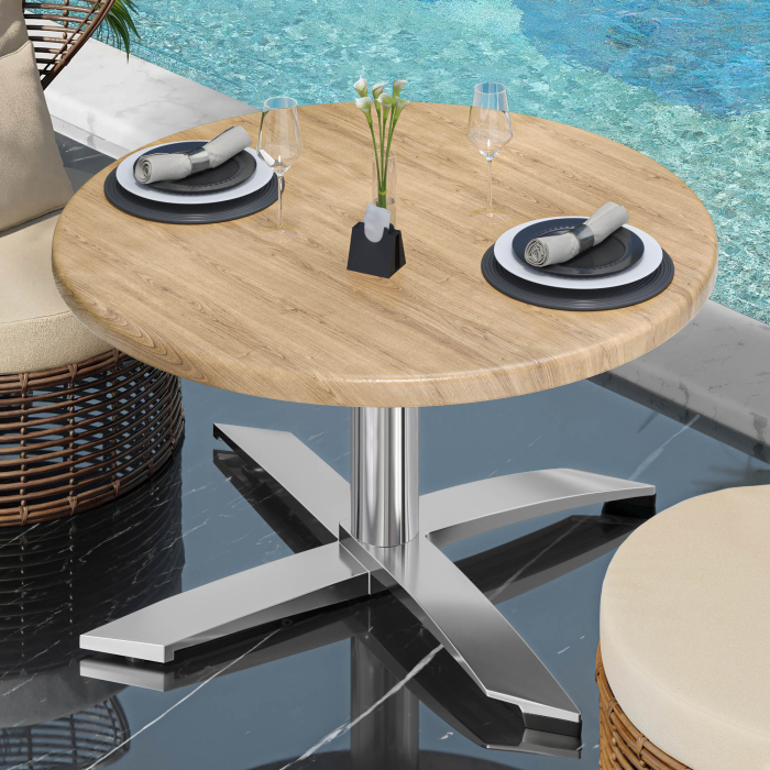 WTG | Werzalit Lounge Table | Ø:H 70 x 37 cm | Dąb / Aluminium | Dodatkowa waga