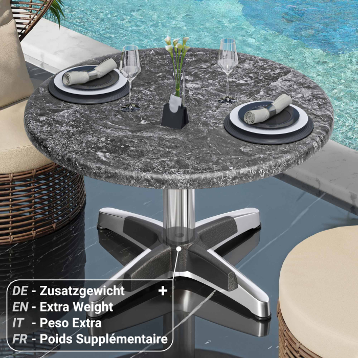 WBC | Werzalit Lounge Table | Ø:H 70 x 40 cm | Rock / Aluminium | Dodatkowa waga