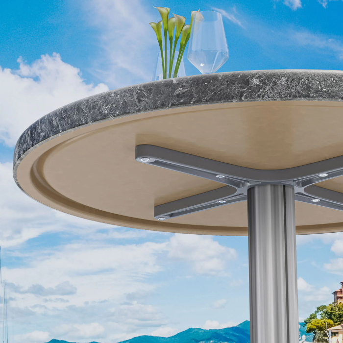 WBC | Werzalit Lounge Table | Ø:H 70 x 40 cm | Rock / Aluminium | Dodatkowa waga