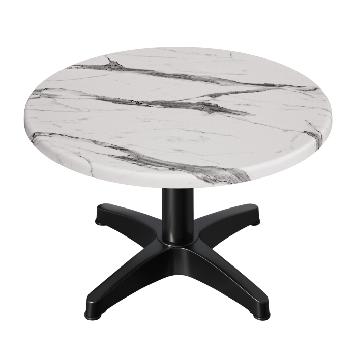 WBC | Werzalit lounge bord | Ø:H 70 x 40 cm | Vit marmor / Svart | Ytterligare vikt