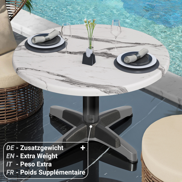 WBC | Werzalit lounge bord | Ø:H 70 x 40 cm | Vit marmor / Svart | Ytterligare vikt