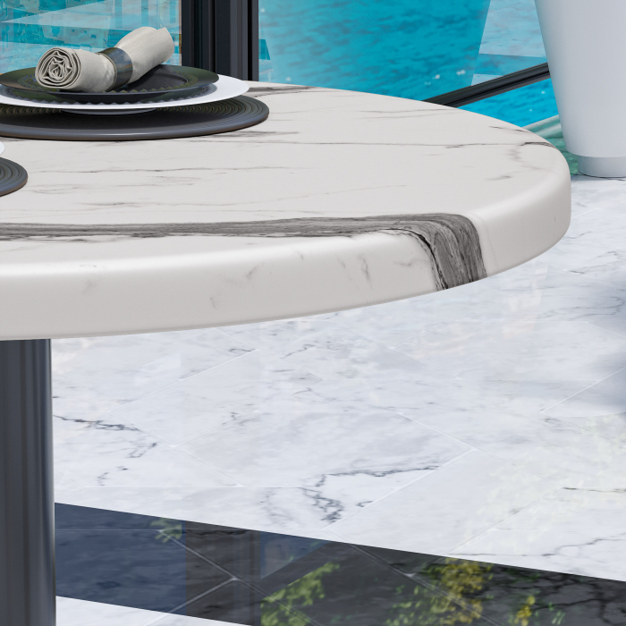 WBC | Werzalit lounge bord | Ø:H 70 x 40 cm | Vit marmor / Svart | Ytterligare vikt
