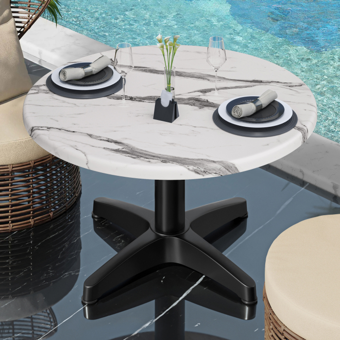 WBC | Werzalit lounge bord | Ø:H 70 x 40 cm | Vit marmor / Svart | Ytterligare vikt