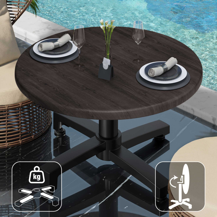 WBO | Tavolo da salotto Werzalit | Ø:H 70 x 40 cm | wengé / nero | pieghevole | peso aggiuntivo