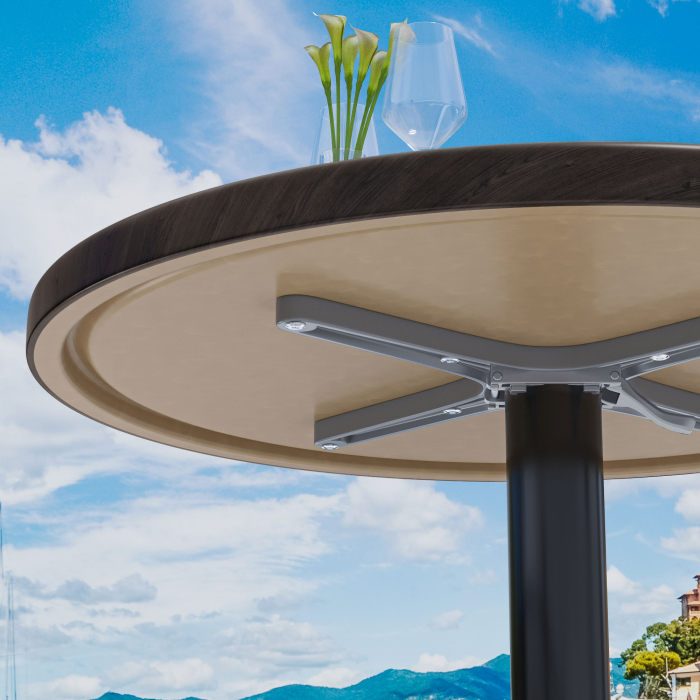 WBO | Tavolo da salotto Werzalit | Ø:H 70 x 40 cm | wengé / nero | pieghevole | peso aggiuntivo