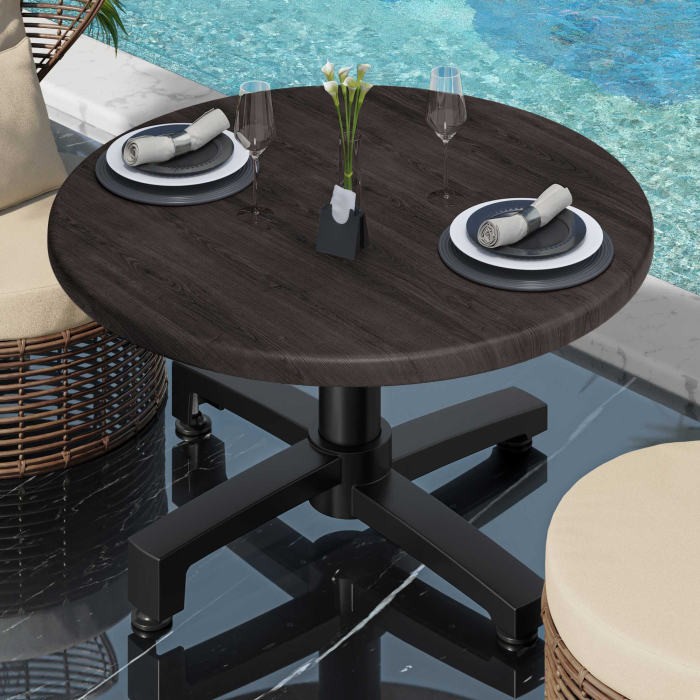 WBO | Tavolo da salotto Werzalit | Ø:H 70 x 40 cm | wengé / nero | pieghevole | peso aggiuntivo
