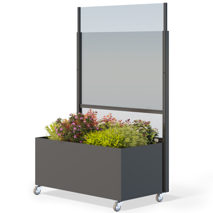 ISABELL | Cortavientos | Incl. jardinera | Ruedas | 100 x 175 cm | Antracita