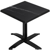 WTG | Bistro Außen Tisch | B: T: H: 60 x 60 x 75,5 cm | Schwarz Marmor / Schwarz | Quadratisch