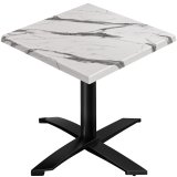 WTG | Bistro Ulkokynttilä Pöytä | K: L: K:  60 x 60 x 75,5 cm | Valkoinen marmori / Musta | Neliö | Lisäpaino