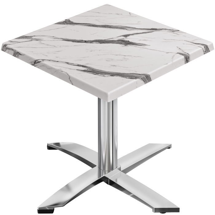 WTG | 31257 | B: D: H: 60 x 60 x 75,5 cm | Hvid marmor / aluminium | Firkantet