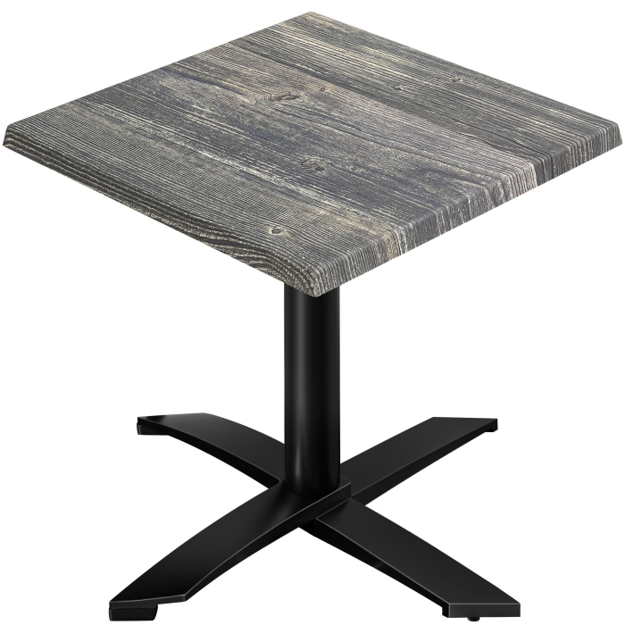 WTG | Bistro Außen Tisch | B: T: H:  70 x 70 x 75,5 cm | Rustikal Kiefer / Schwarz | Quadratisch