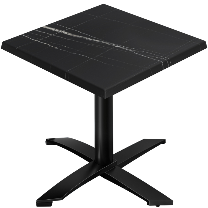 WTG | Bistro Außen Tisch | B: T: H:  70 x 70 x 75,5 cm | Schwarz Marmor / Schwarz | Quadratisch