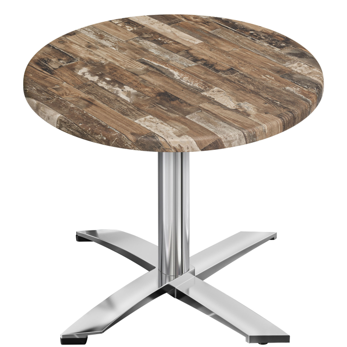 WTG | Werzalit Bistro Table | Ø:H 60 x 73 cm | Vintage Old / Aluminium