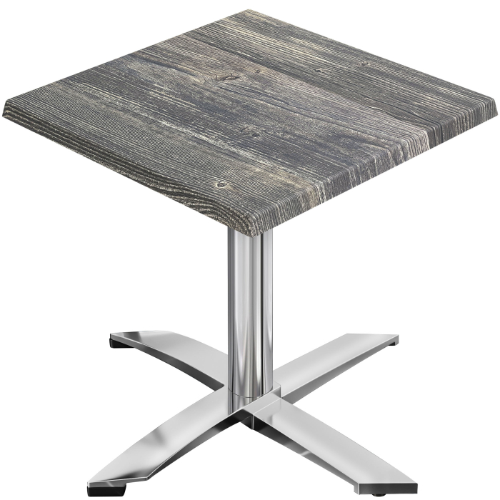WTG | 31257 | B: D: H: 60 x 60 x 75,5 cm | Rustik fyrretræ / aluminium | Firkantet | Sammenfoldelig + ekstra vægt